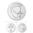 Cruz & rosario rodio plata tamaño grande