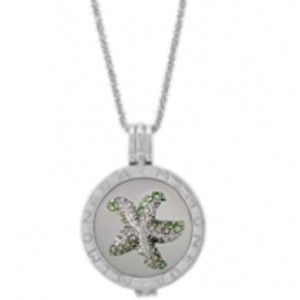 Estrella verde/cadena destello/colgante plata  M