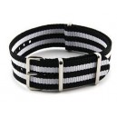20 MM correa nylon tipo Nato negra/blanca