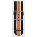 22 MM correa nylon tipo Nato negra/blanca/naranja